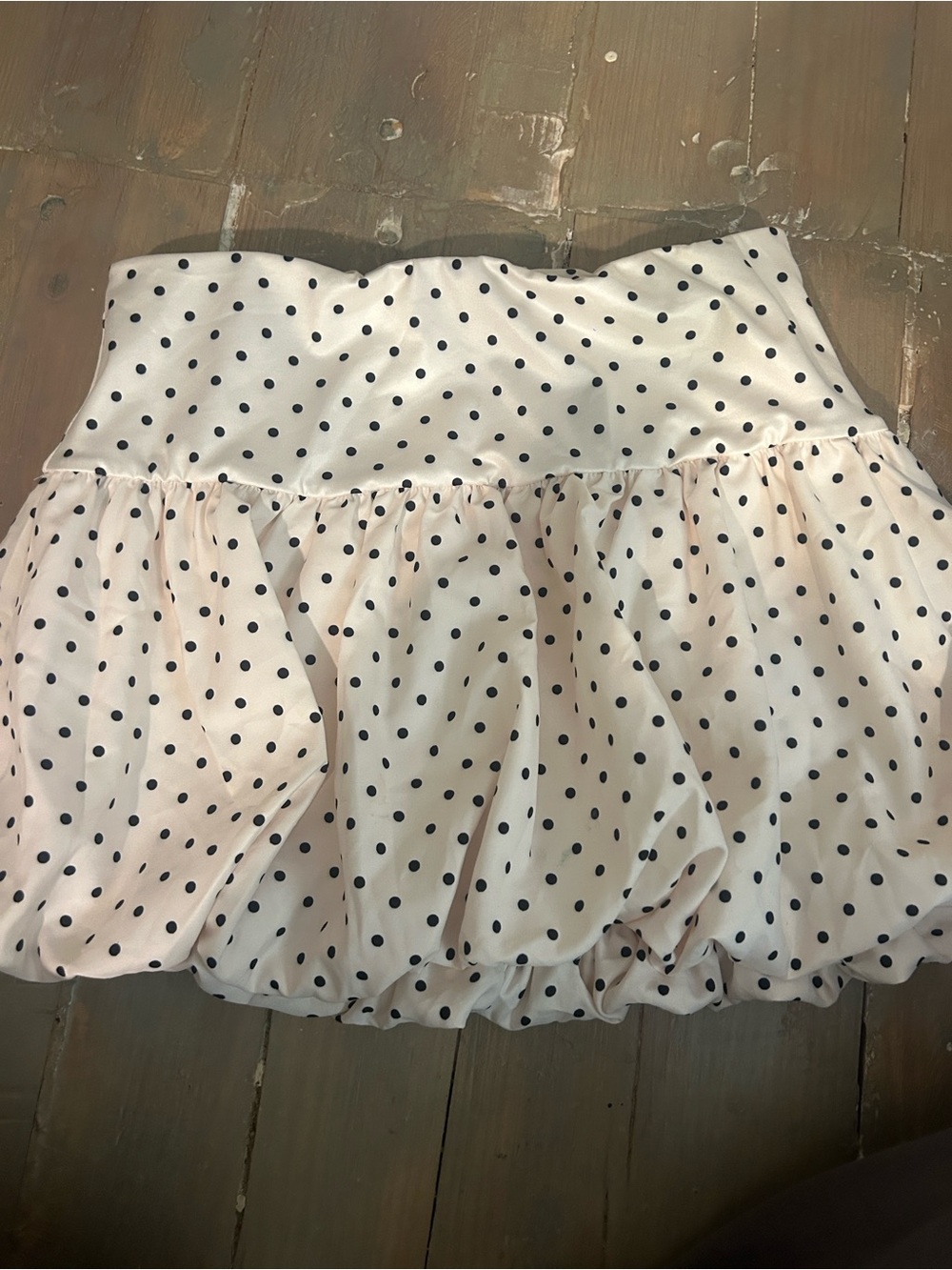 White Mini Skirt with Black Polka Dots - Flared